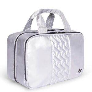 Lug Flatbed Deluxe Cosmetic Bag. Metallic Silver. NWT